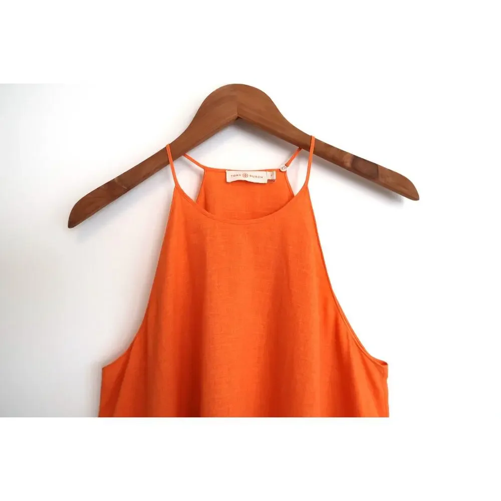 TORY BURCH Lindsay Cotton Tassel Trapeze Halter Tank Top Net-A-Porter 8 M $375